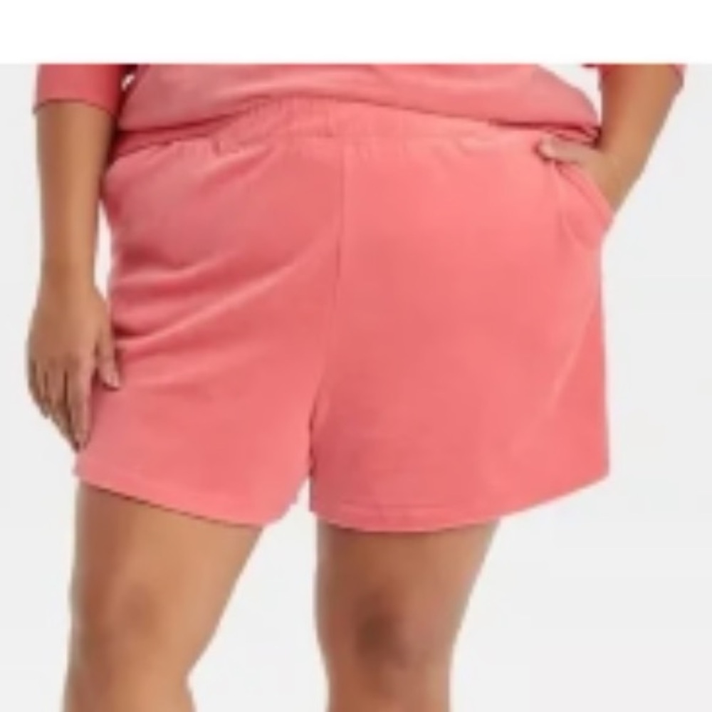 Ava Viv Coral Pink Velour Shorts